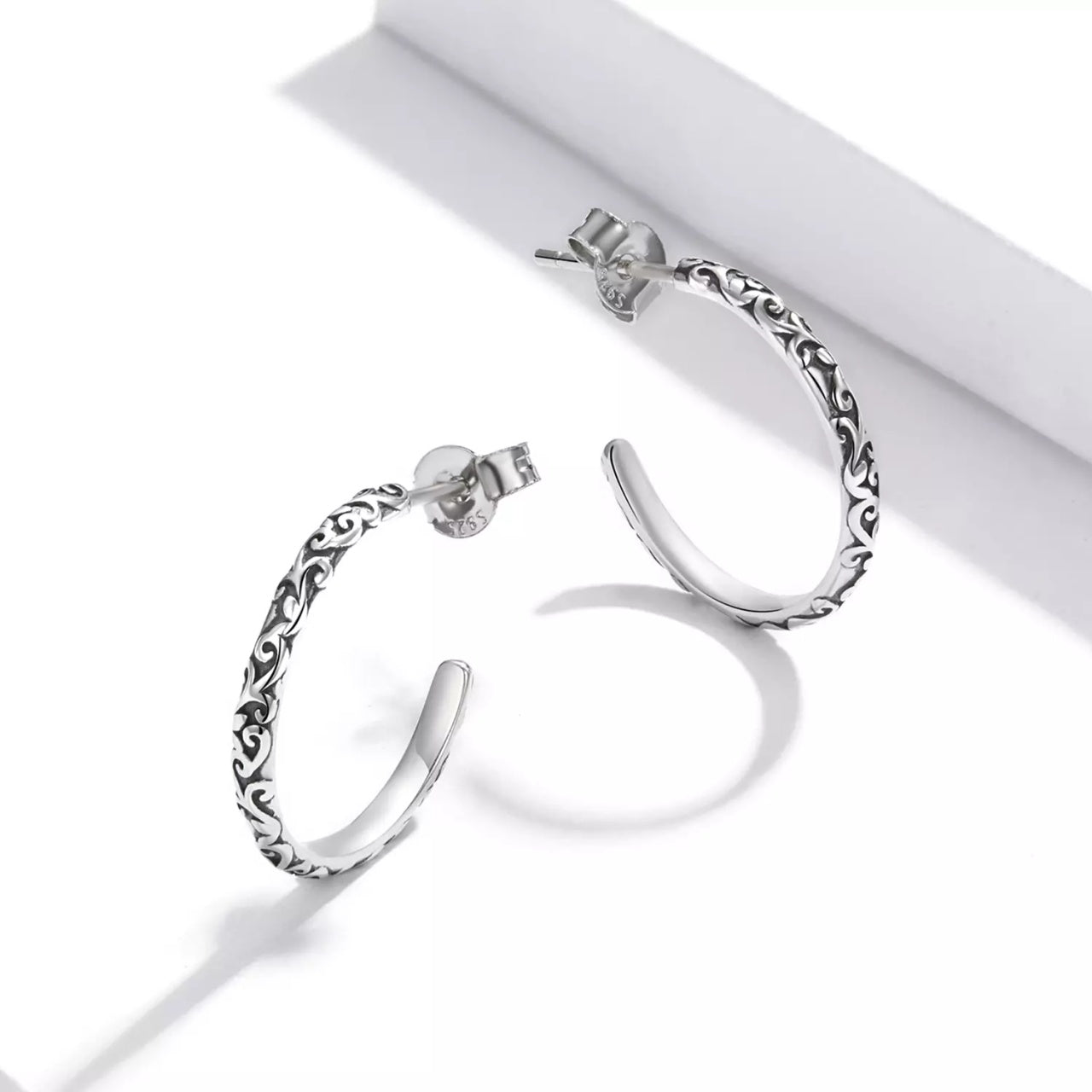 Cercei din argint Silver Wreath Hoops, Argint 925, Pentru Femei
