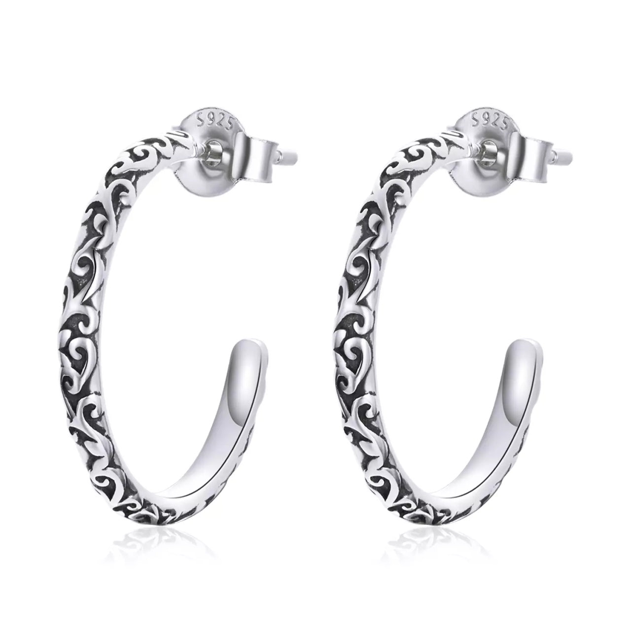 Cercei din argint Silver Wreath Hoops, Argint 925, Pentru Femei