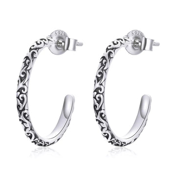 Cercei din argint Silver Wreath Hoops, Argint 925, Pentru Femei