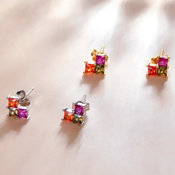 Cercei din argint Silvery Colorful Cubes, Argint 925, Pentru Femei