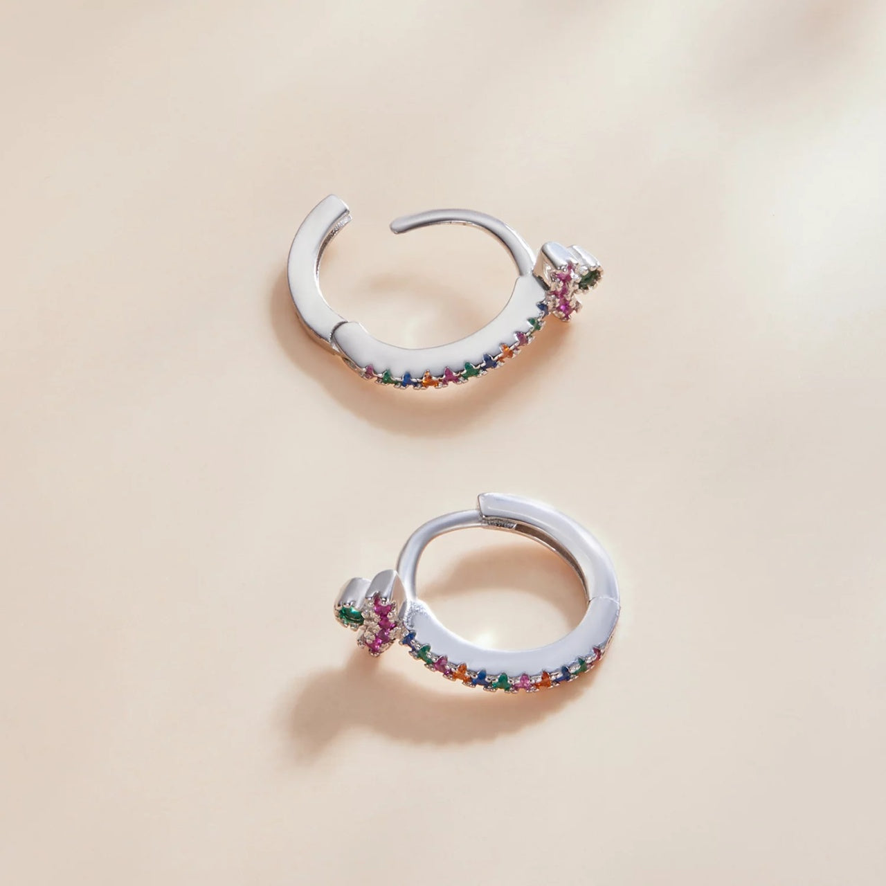 Cercei din argint Silvery Multicolored Crystals, Argint 925, Pentru Femei