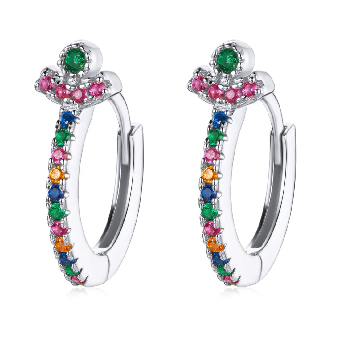 Cercei din argint Silvery Multicolored Crystals, Argint 925, Pentru Femei