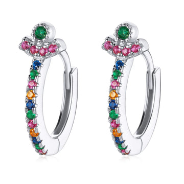 Cercei din argint Silvery Multicolored Crystals, Argint 925, Pentru Femei