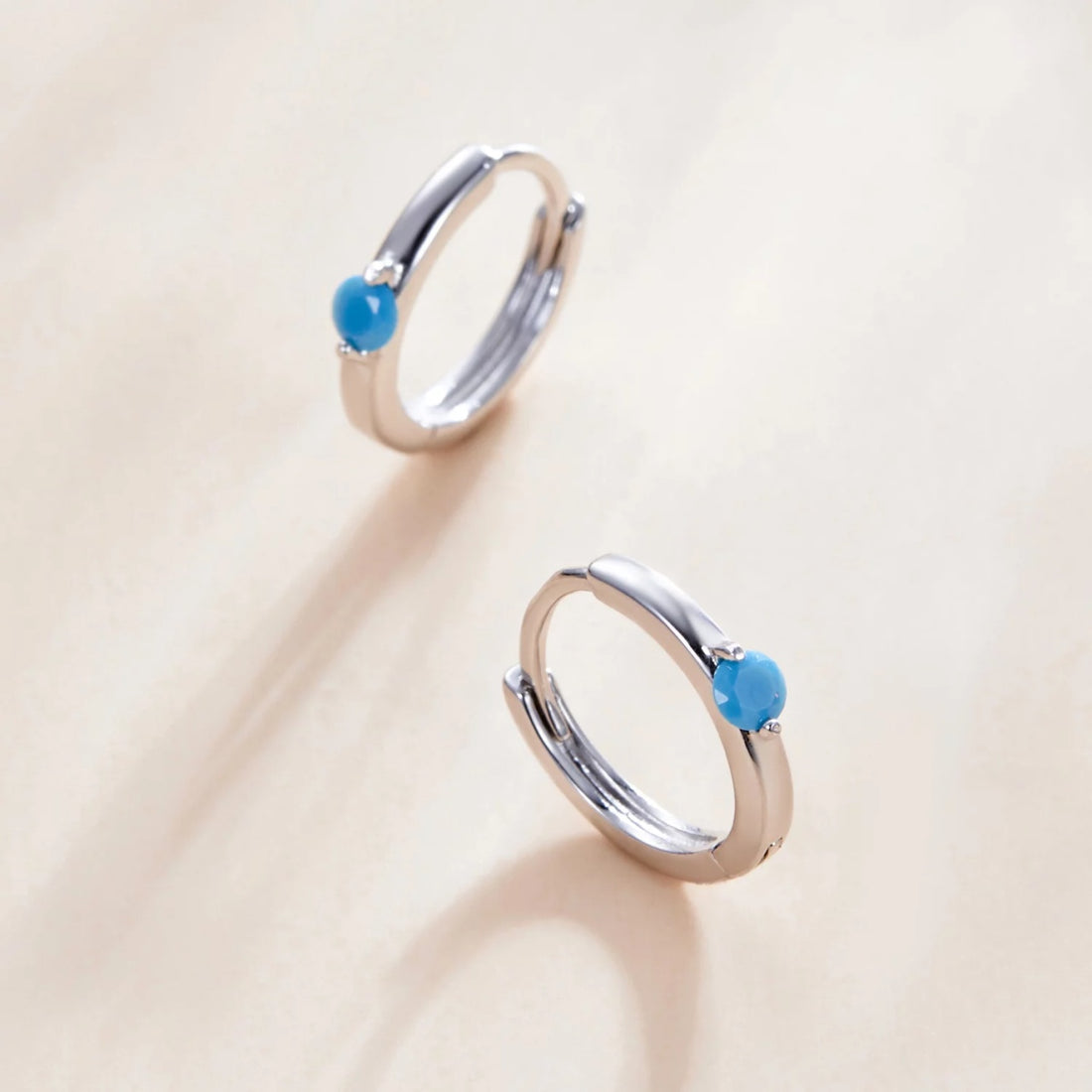 Cercei din argint Simple Blue Stone, Argint 925, Pentru Femei