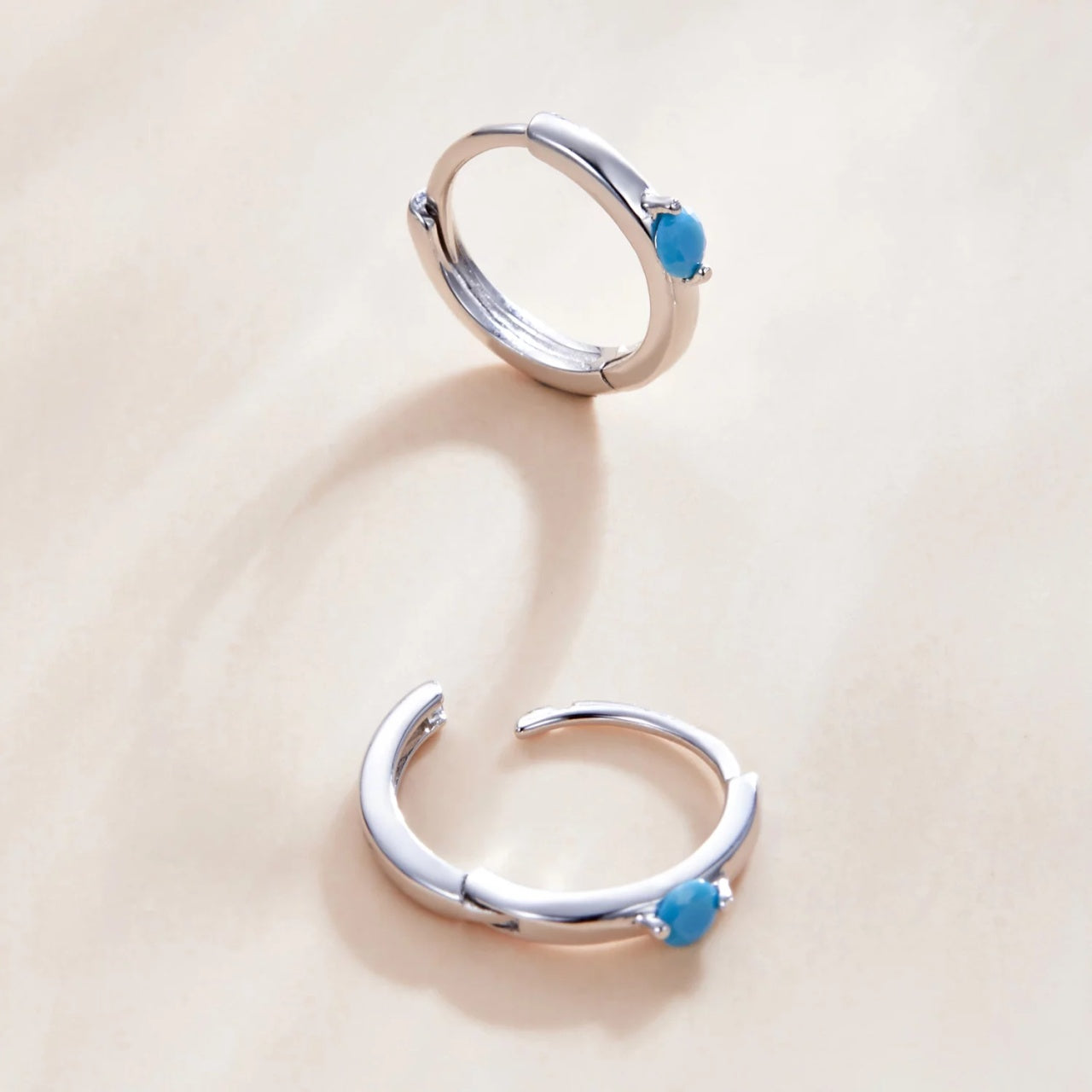 Cercei din argint Simple Blue Stone, Argint 925, Pentru Femei
