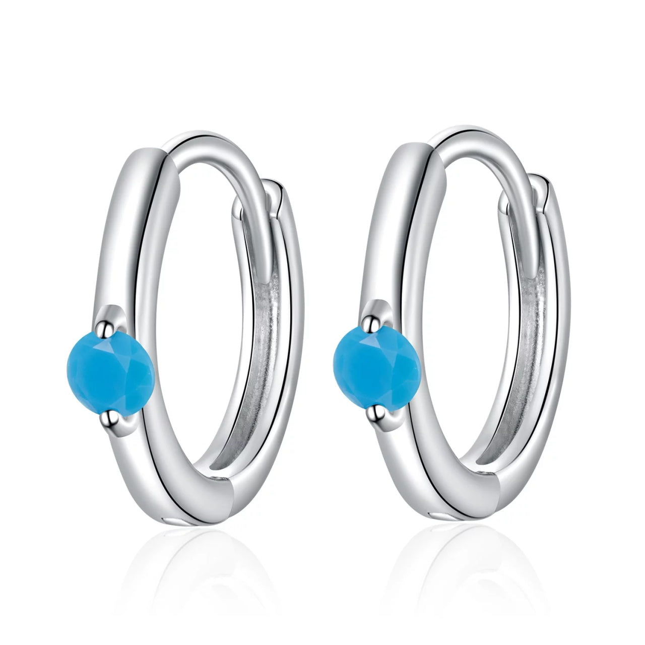 Cercei din argint Simple Blue Stone, Argint 925, Pentru Femei