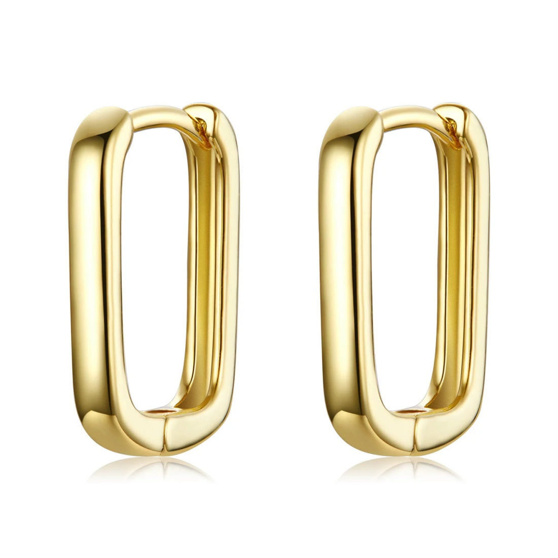 Cercei din argint Simple Golden Square, Argint 925, Pentru Femei