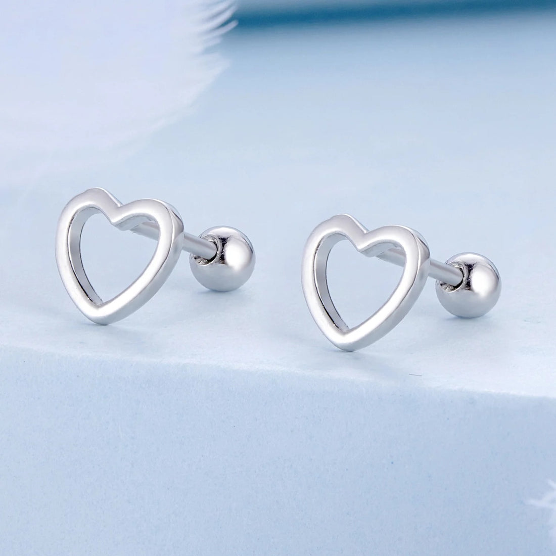Cercei din argint Simple Heart, Argint 925, Pentru Femei