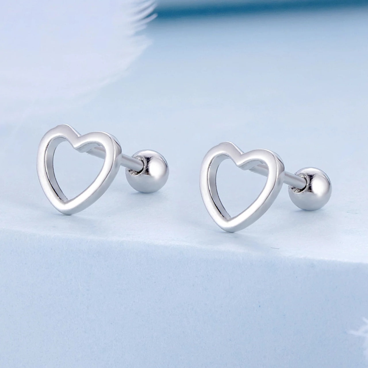 Cercei din argint Simple Heart, Argint 925, Pentru Femei