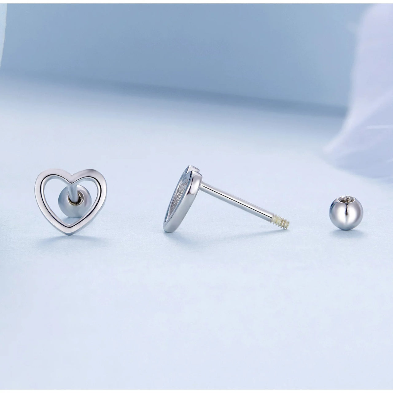 Cercei din argint Simple Heart, Argint 925, Pentru Femei