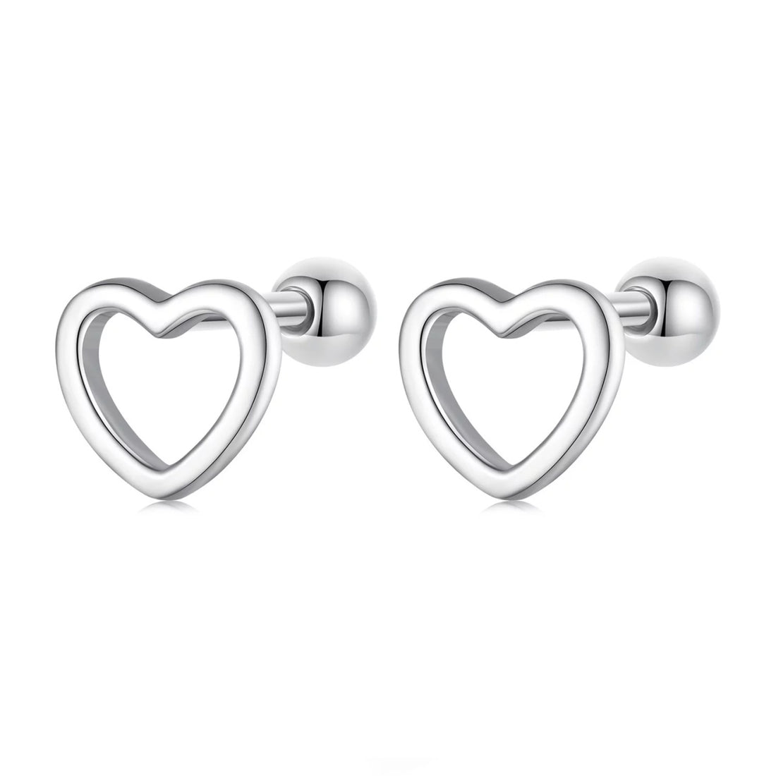 Cercei din argint Simple Heart, Argint 925, Pentru Femei