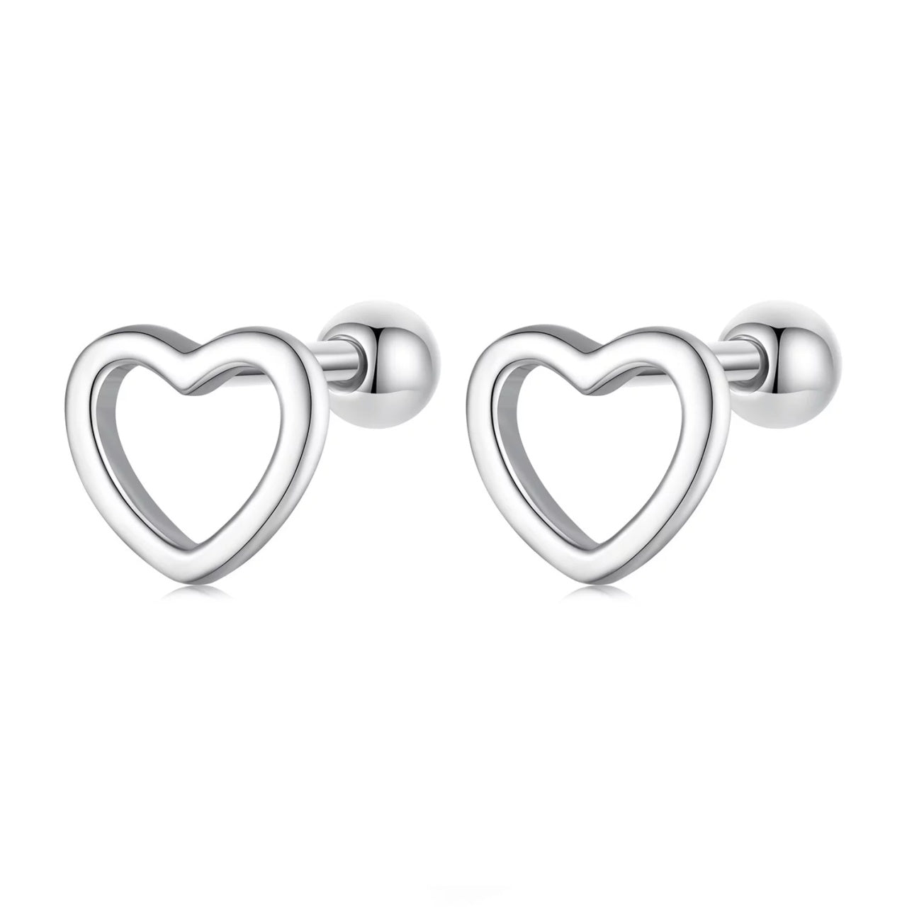 Cercei din argint Simple Heart, Argint 925, Pentru Femei