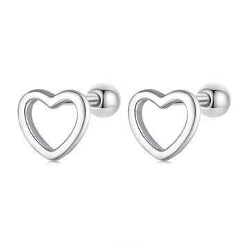 Cercei din argint Simple Heart, Argint 925, Pentru Femei