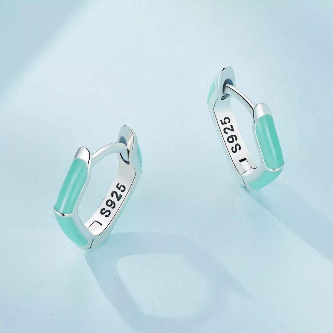 Cercei din argint Simple Mint Hoops, Argint 925, Pentru Femei