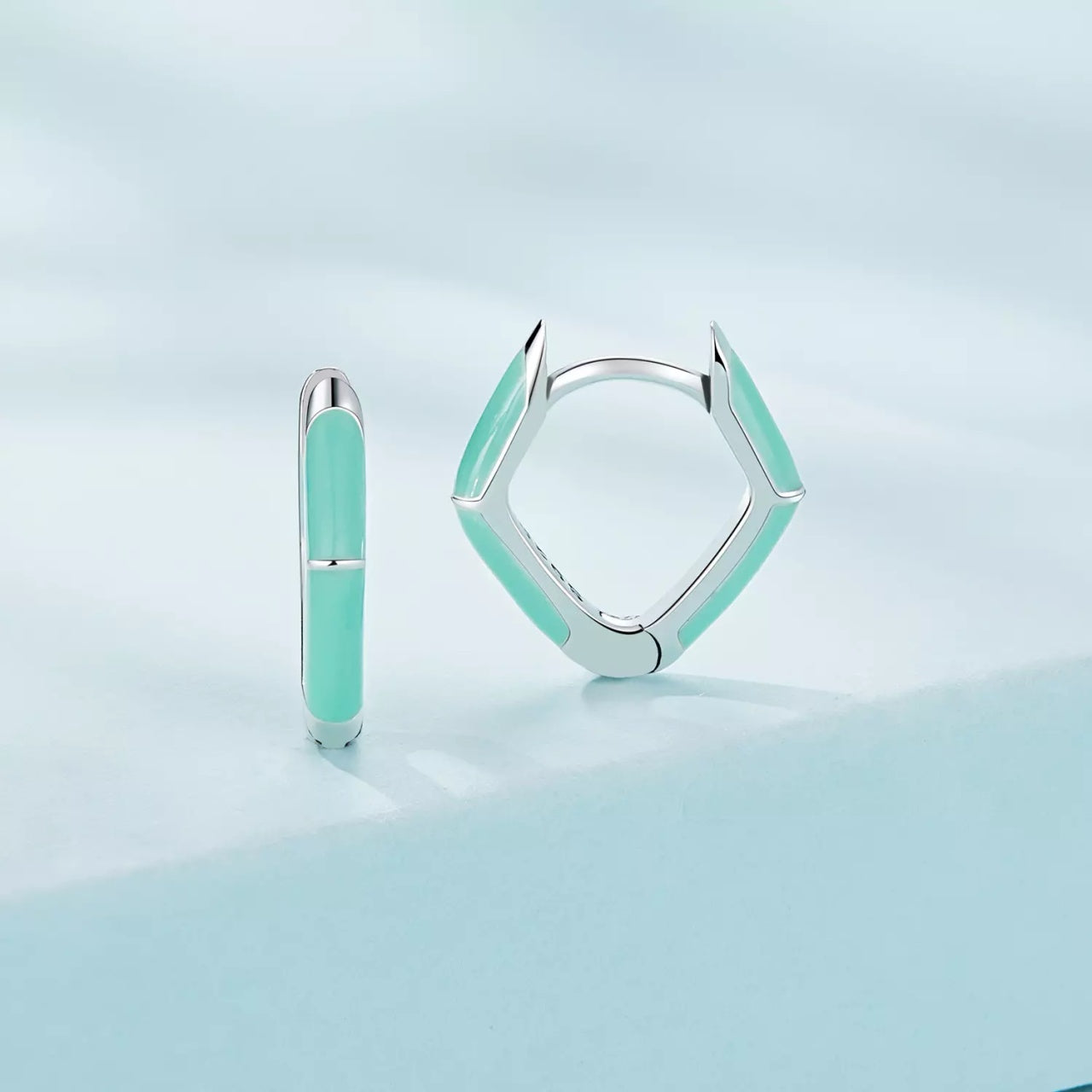 Cercei din argint Simple Mint Hoops, Argint 925, Pentru Femei