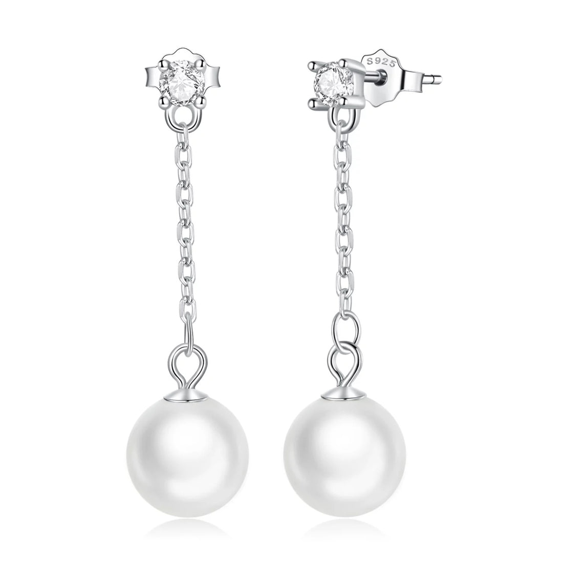 Cercei din argint Simple Pearl, Argint 925, Pentru Femei
