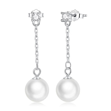 Cercei din argint Simple Pearl, Argint 925, Pentru Femei