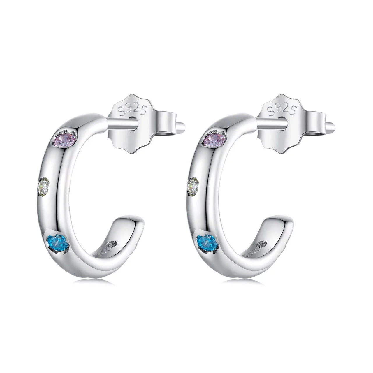 Cercei din argint Simple Rainbow Crystals, Argint 925, Pentru Femei