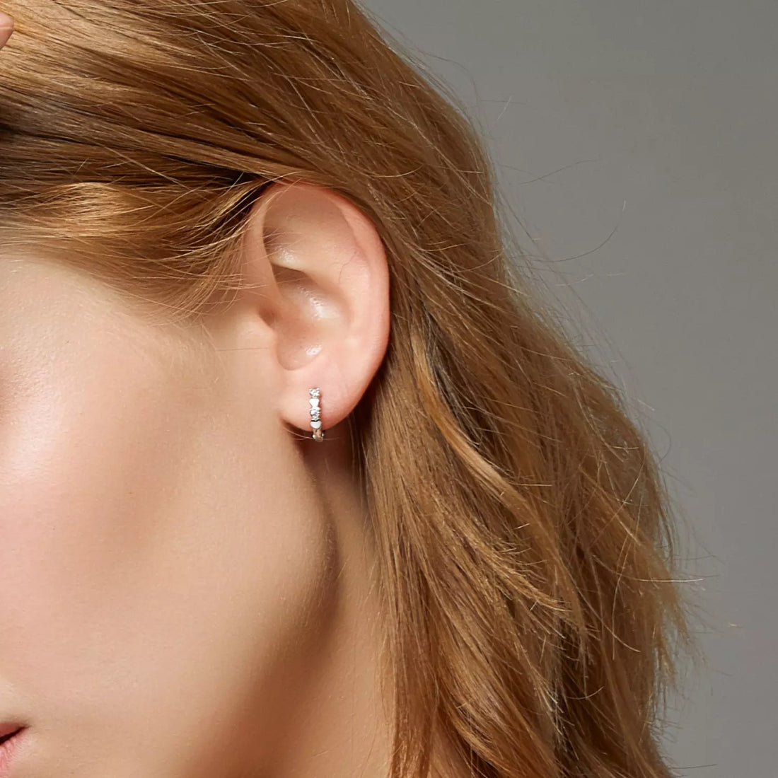 Cercei din argint Simple & Shiny Hearts Hoops, Argint 925, Pentru Femei