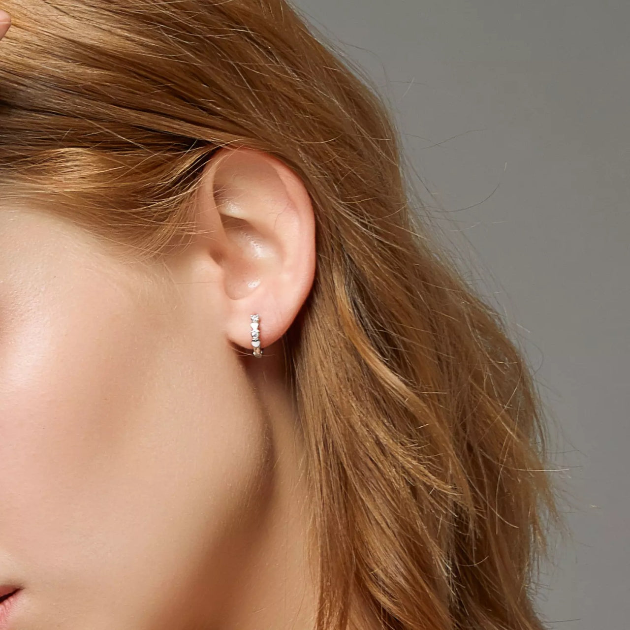Cercei din argint Simple & Shiny Hearts Hoops, Argint 925, Pentru Femei