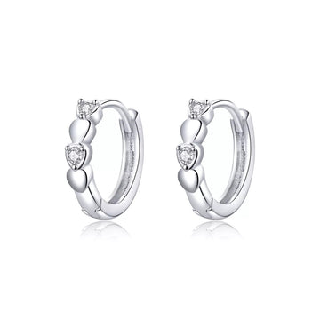 Cercei din argint Simple & Shiny Hearts Hoops, Argint 925, Pentru Femei