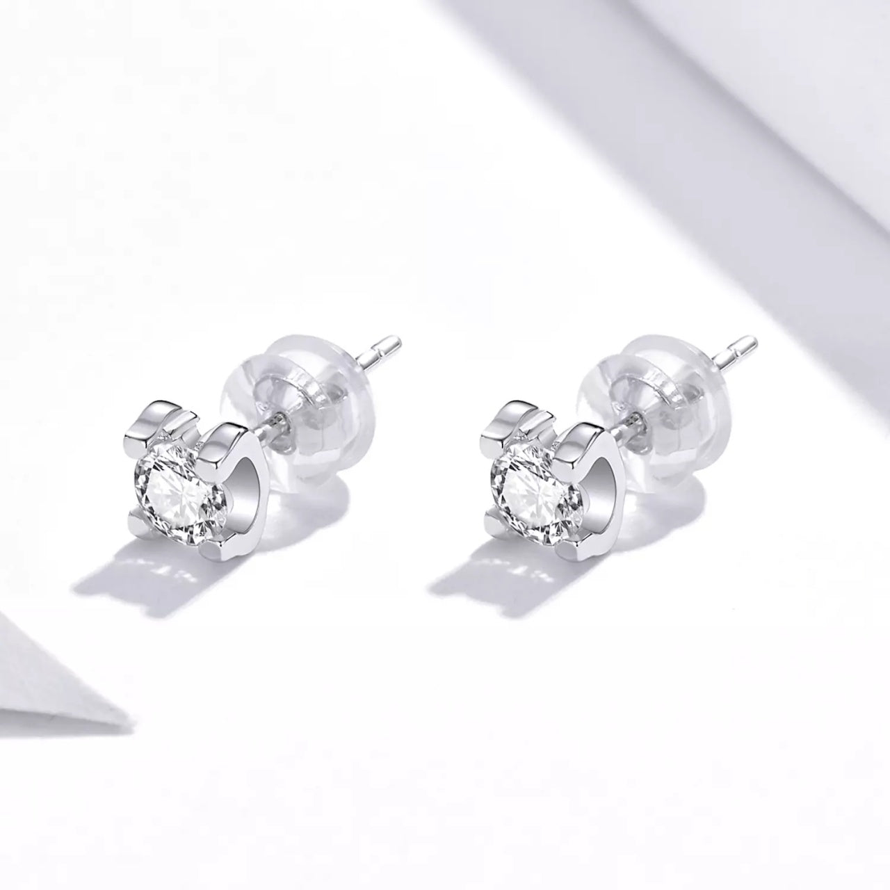 Cercei din argint Simple Square Crystal, Argint 925, Pentru Femei