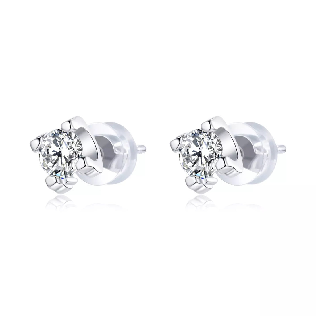 Cercei din argint Simple Square Crystal, Argint 925, Pentru Femei