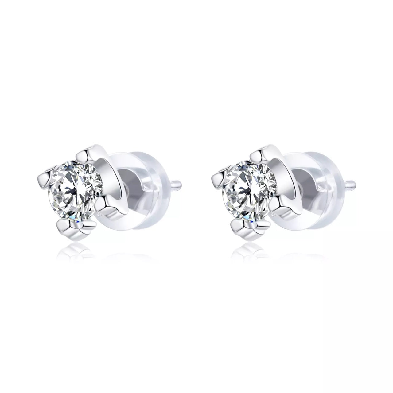 Cercei din argint Simple Square Crystal, Argint 925, Pentru Femei