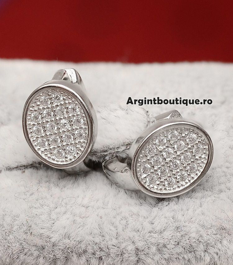 Cercei din Argint 925 Simple Whisper OVALI 4g