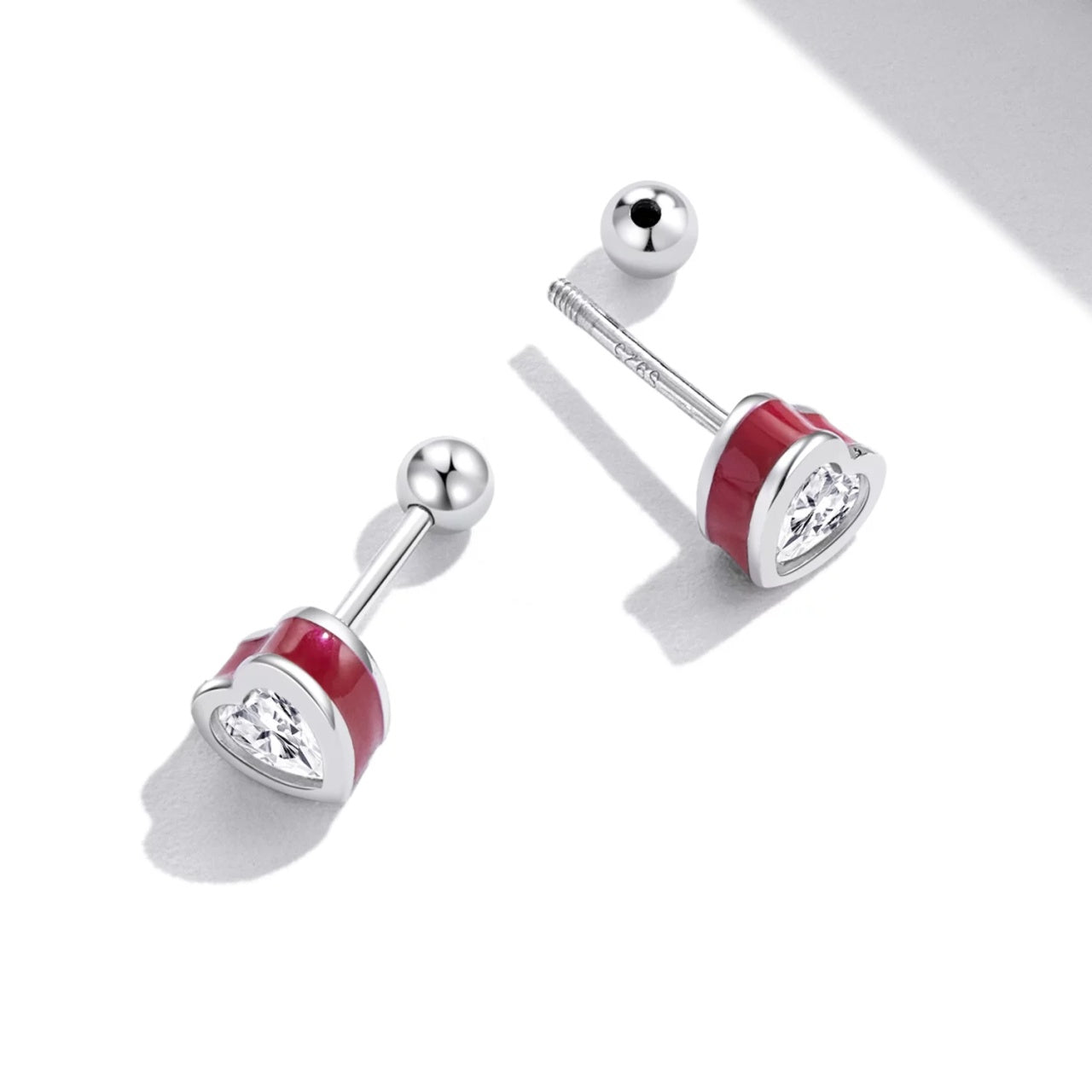 Cercei din argint Small Crystal Hearts, Argint 925, Pentru Femei