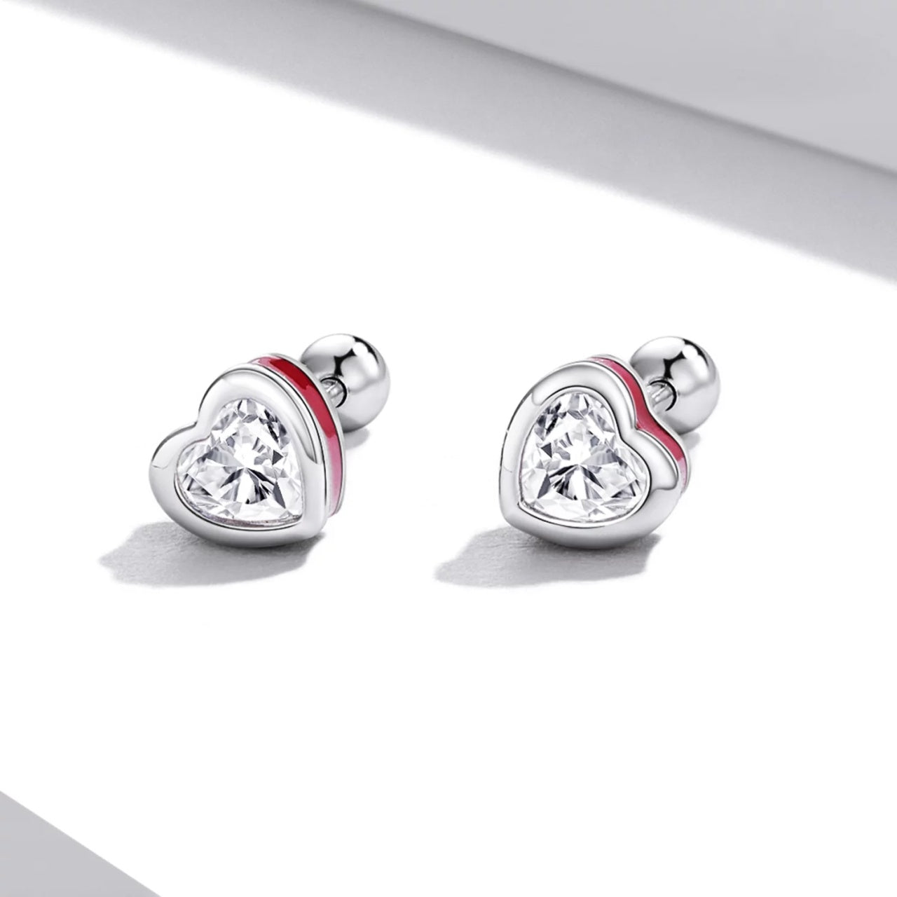 Cercei din argint Small Crystal Hearts, Argint 925, Pentru Femei