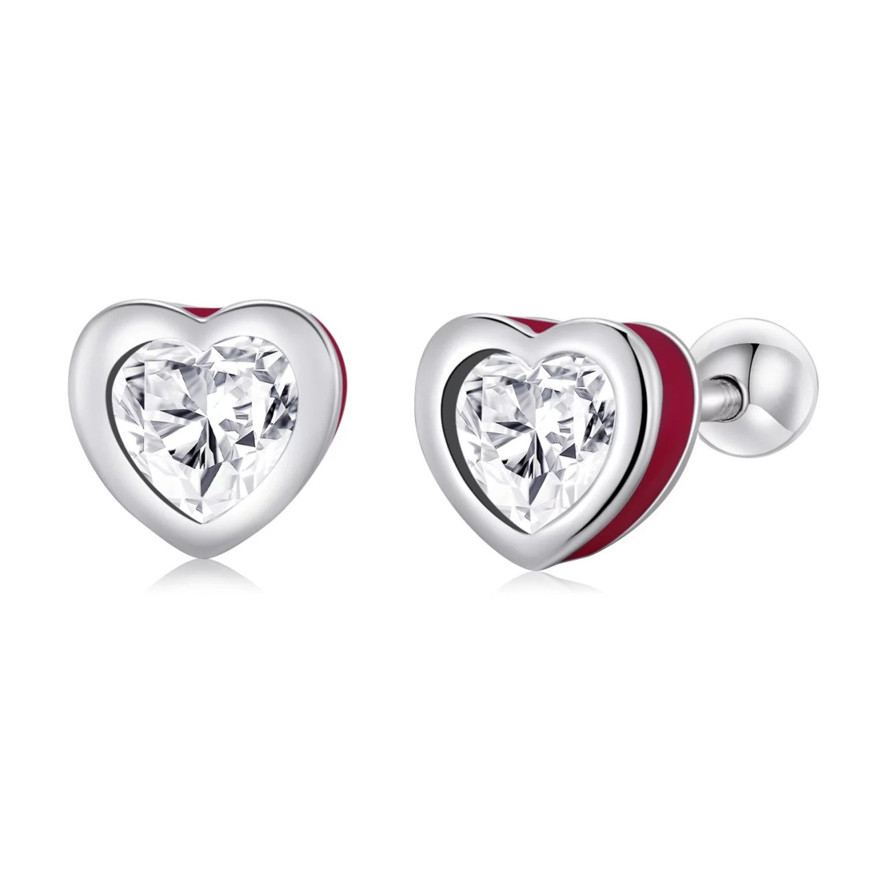 Cercei din argint Small Crystal Hearts, Argint 925, Pentru Femei