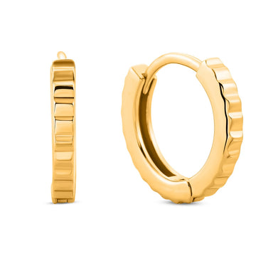 Cercei din argint Small Ribbed Hoops, Argint 925, Pentru Femei
