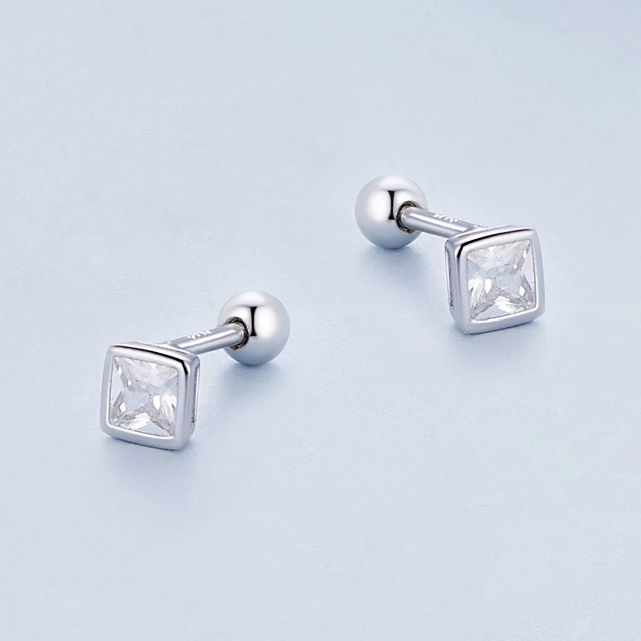 Cercei din argint Small Square Crystal Elegance, Argint 925, Pentru Femei
