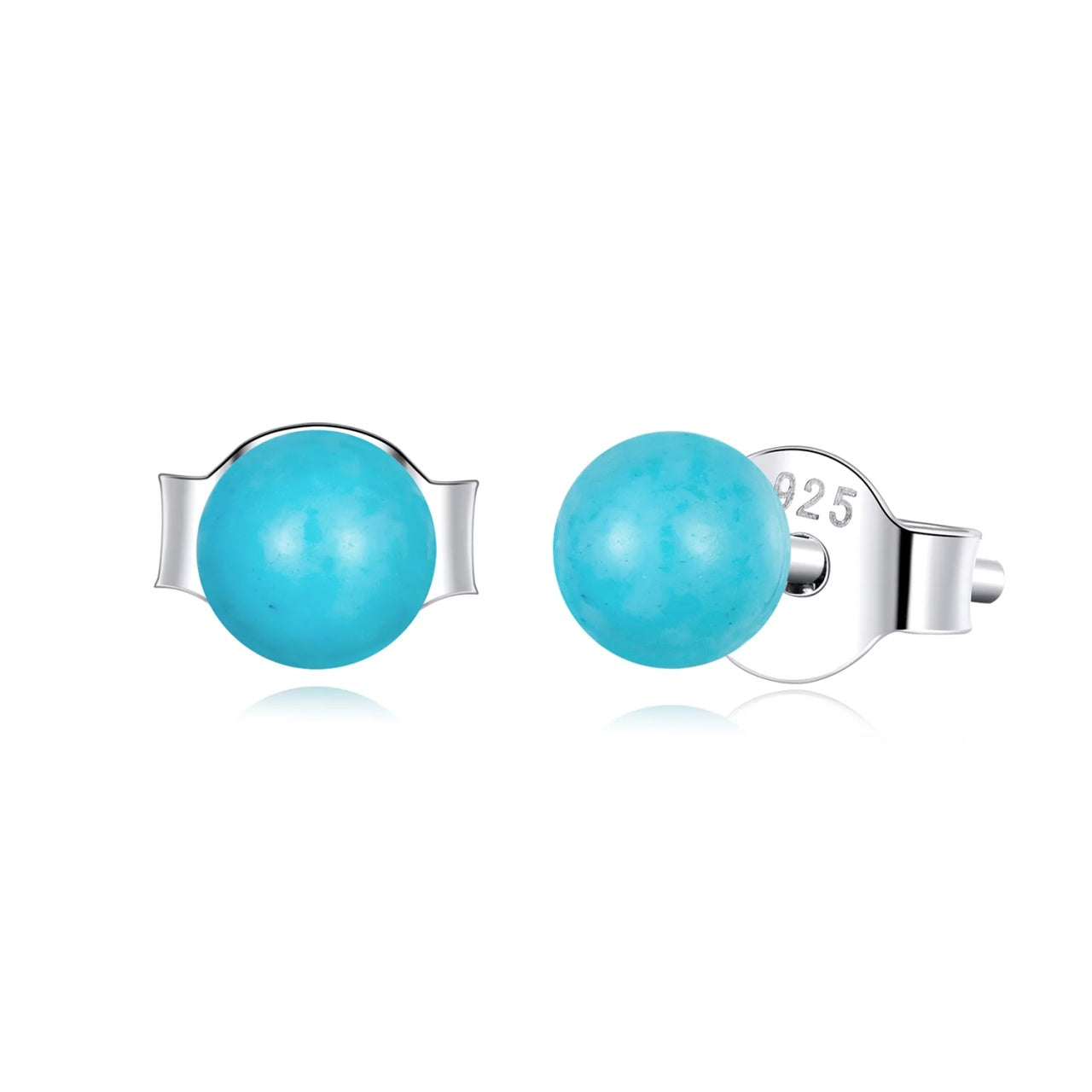 Cercei din argint Small Turquoise Ball, Argint 925, Pentru Femei 0.46g
