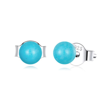 Cercei din argint Small Turquoise Ball, Argint 925, Pentru Femei 0.46g