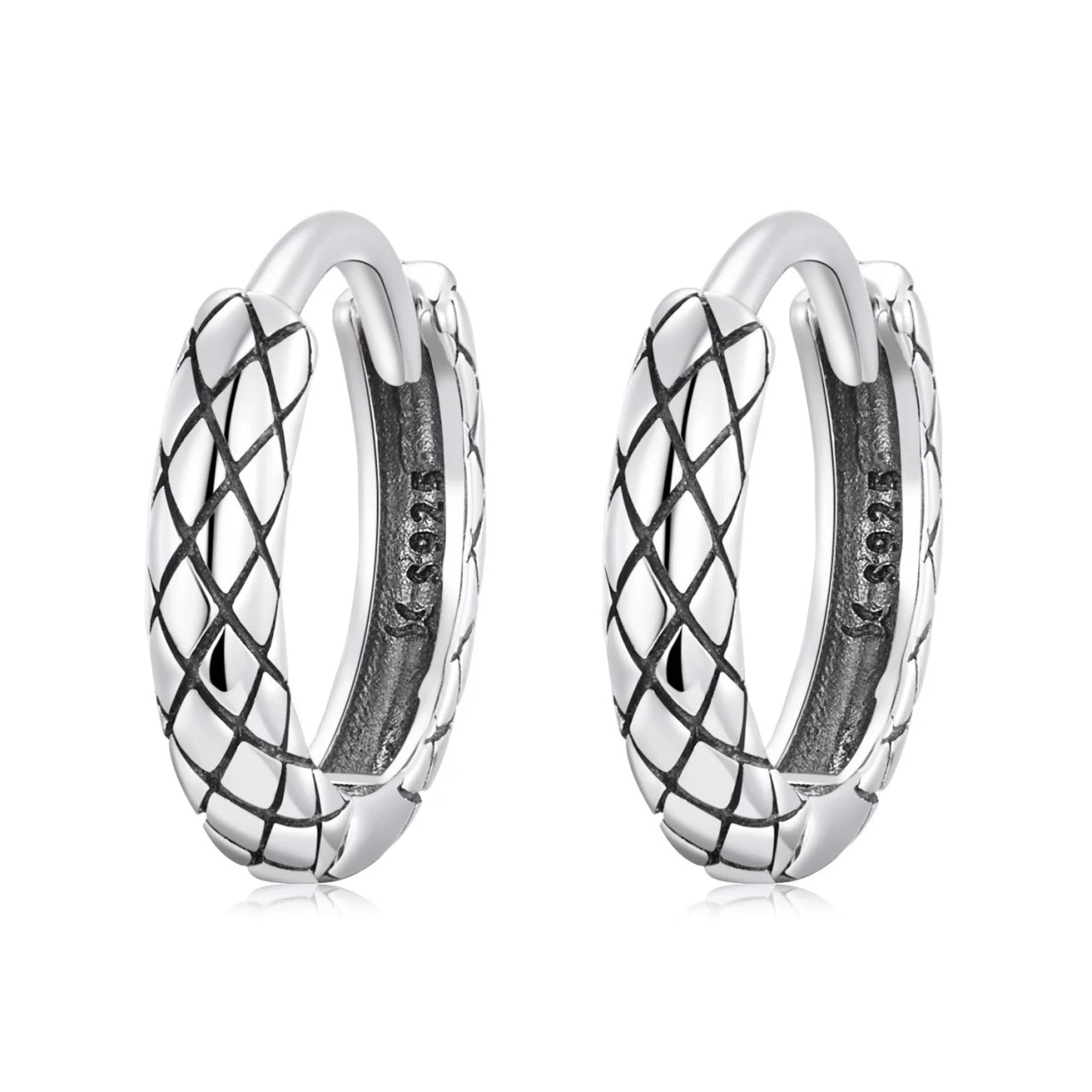 Cercei din argint Snake Skin, Argint 925, Pentru Femei
