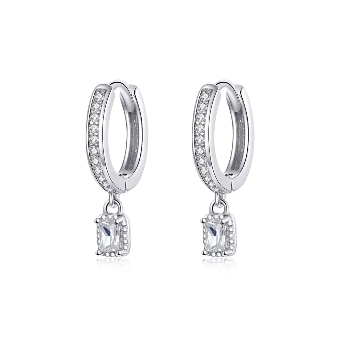 Cercei din argint Sparklin Square Hoops, Argint 925, Pentru Femei