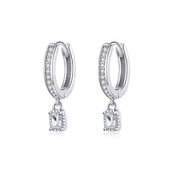 Cercei din argint Sparklin Square Hoops, Argint 925, Pentru Femei