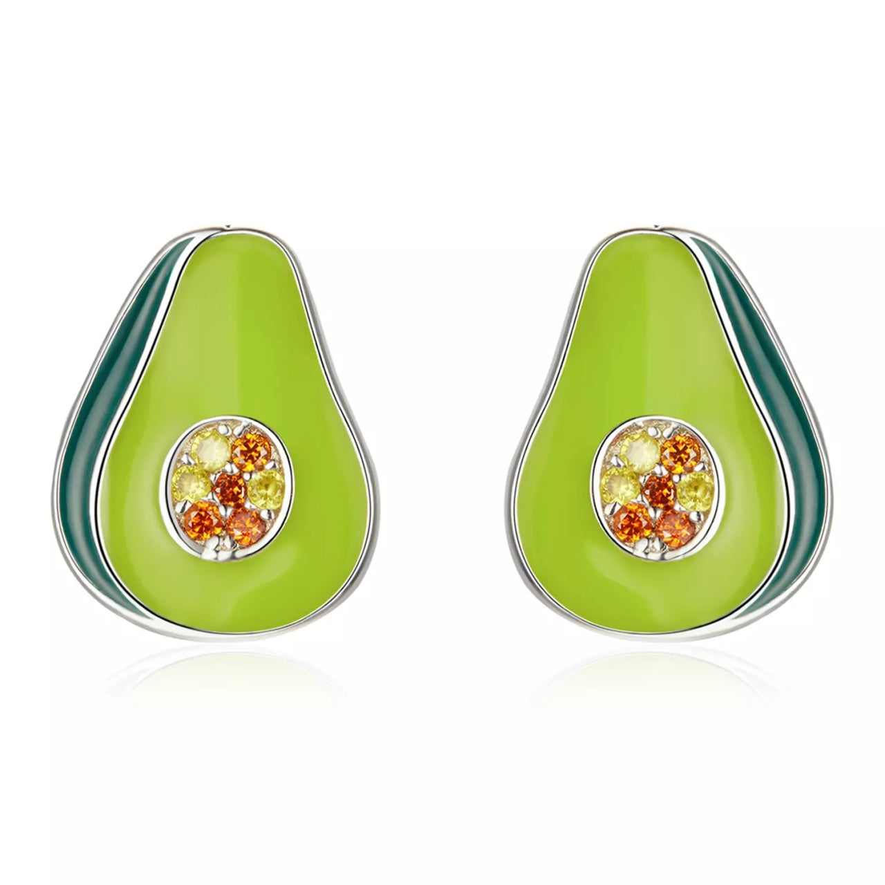 Cercei din argint Sparkling Avocado, Argint 925, Pentru Femei