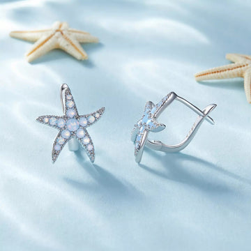 Cercei din argint Sparkling Starfish, Argint 925, Pentru Femei
