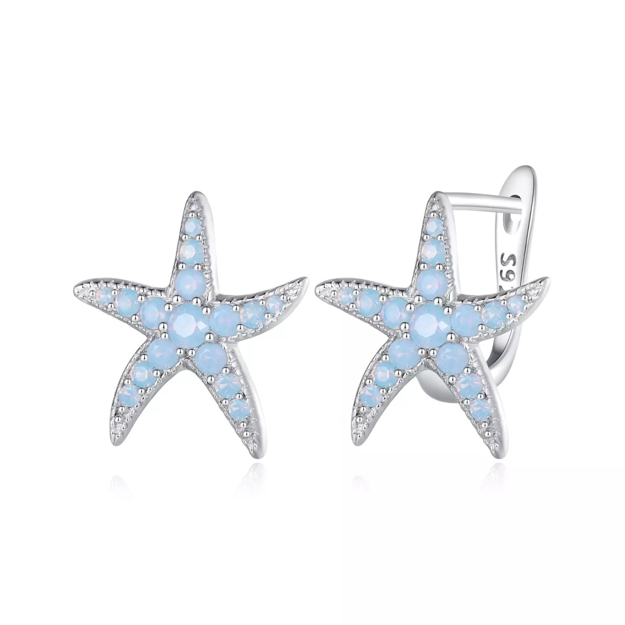 Cercei din argint Sparkling Starfish, Argint 925, Pentru Femei