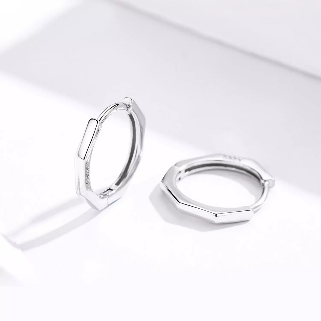 Cercei din argint Squared Hoops, Argint 925, Pentru Femei 1.96g