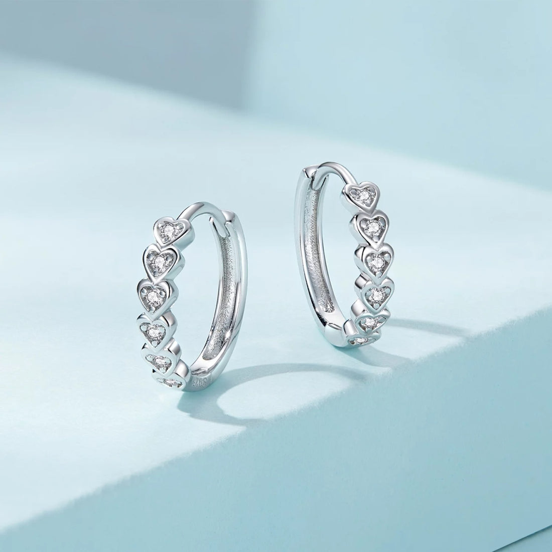 Cercei din argint Stacked Crystal Hearts, Argint 925, Pentru Femei