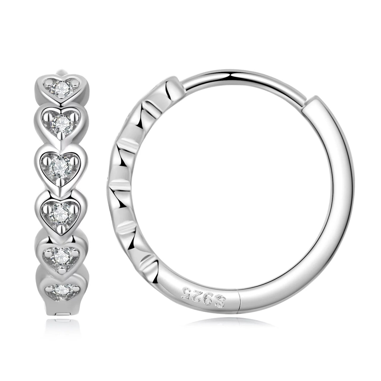 Cercei din argint Stacked Crystal Hearts, Argint 925, Pentru Femei