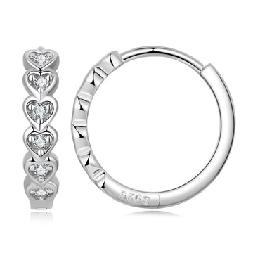 Cercei din argint Stacked Crystal Hearts, Argint 925, Pentru Femei