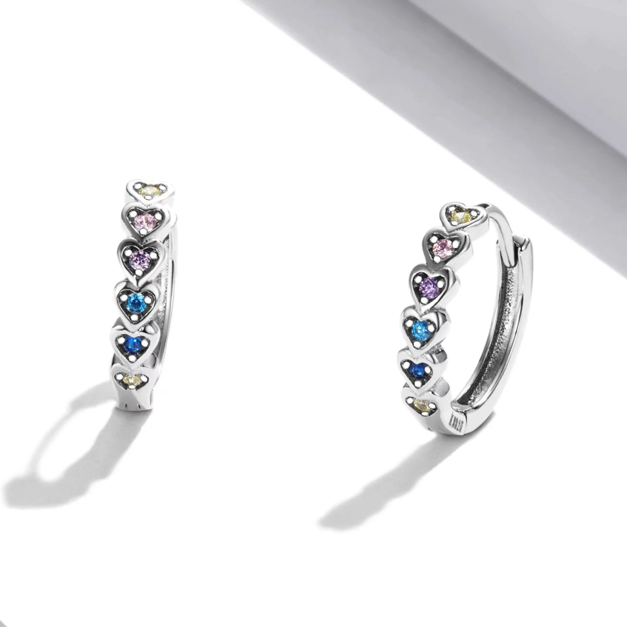 Cercei din argint Stacked Hearts, Argint 925, Pentru Femei 1.09g