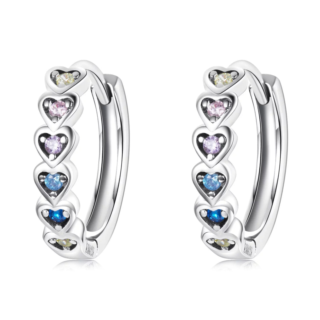 Cercei din argint Stacked Hearts, Argint 925, Pentru Femei 1.09g