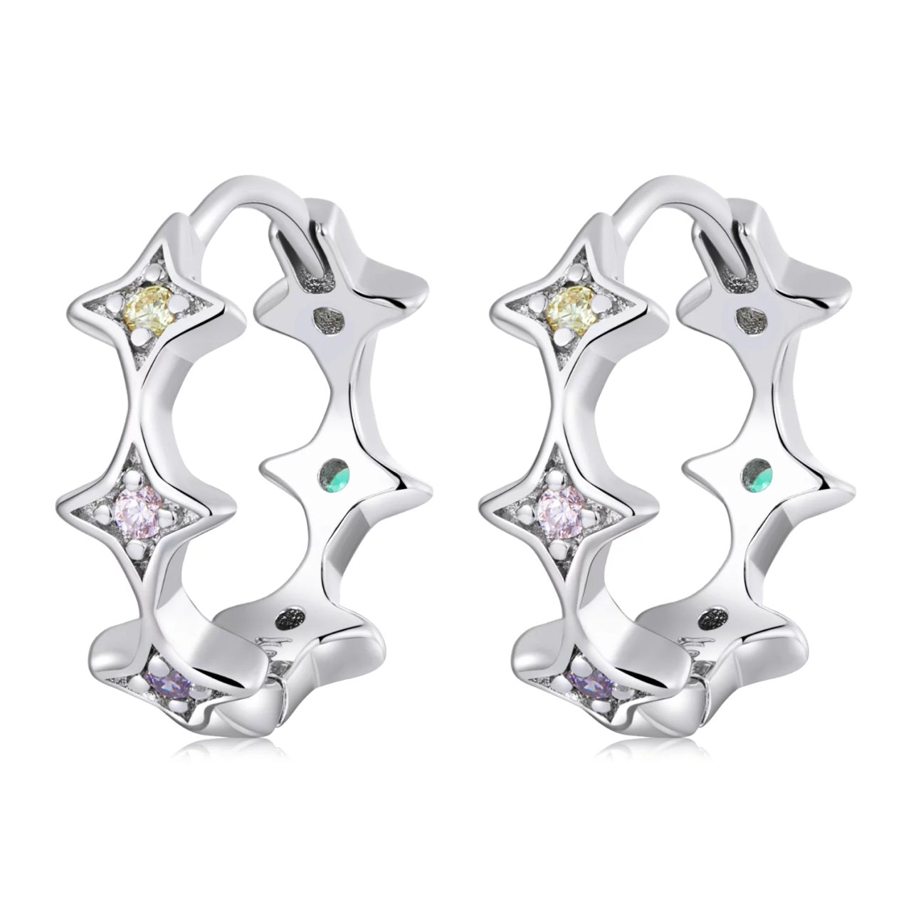 Cercei din argint Star Dazzling Rainbow, Argint 925, Pentru Femei