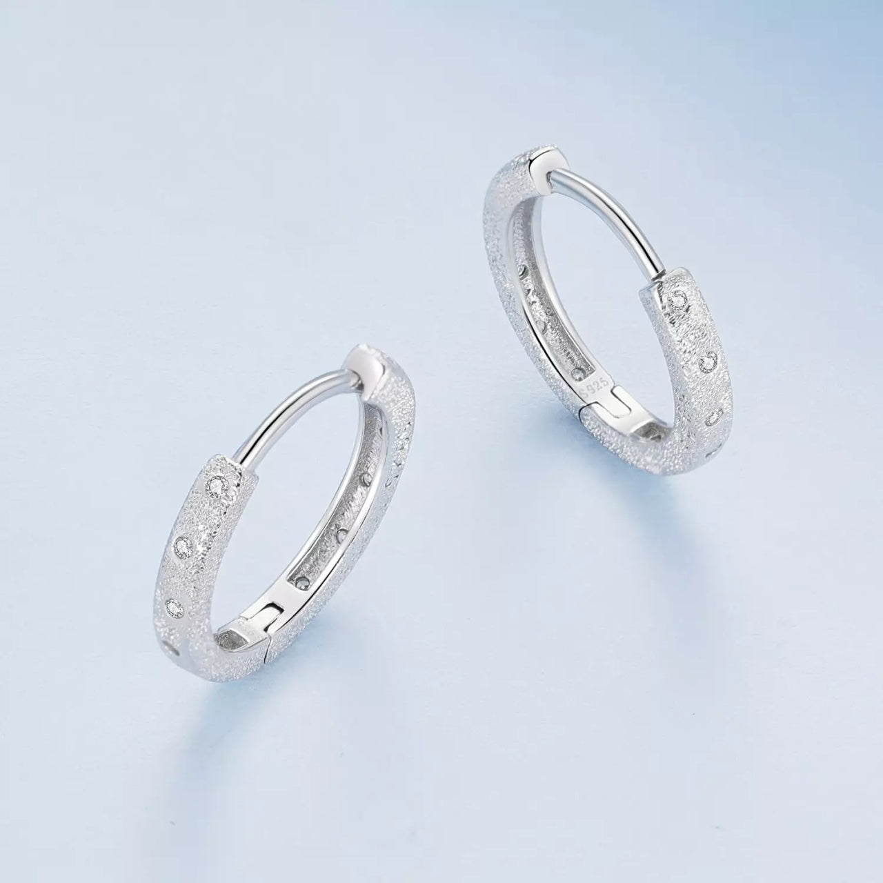 Cercei din argint Star Dust Hoops, Argint 925, Pentru Femei